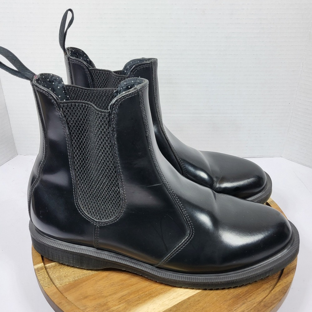Dr Martens Flora Black Polished Smooth Leather Chelsea Boots Womens 9 UK 7 EU 41